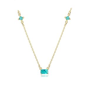 Elegant Created Olive Emerald Rectangle Sterling Silver Necklace &ndash; 925 sterling silver