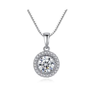 Women Micro Setting Round CZ 925 Sterling Silver Necklace &ndash; 925 sterling silver