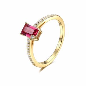 Women Rose Red Baguette CZ Geometry 925 Sterling Silver Ring &ndash; 925 sterling silver