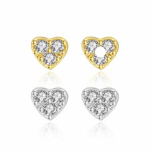 Mini CZ Heart 925 Sterling Silver Stud Earrings &ndash; 925 sterling silver