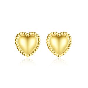 Honey Moon  Heart Beads Border 925 Sterling Silver Stud Earrings &ndash; 925 sterling silver