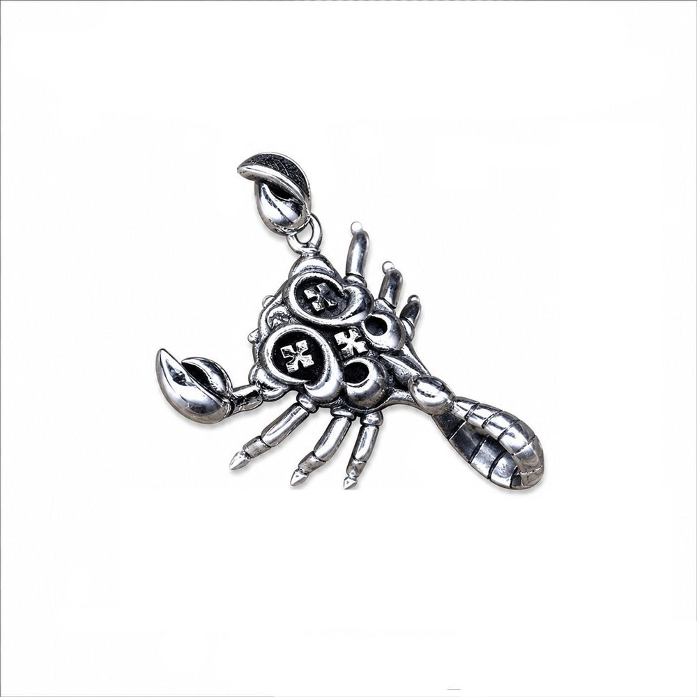 Retro Scorpion Cross Pattern Dark Punk Animal Design 925 Silver Men's Pendant &ndash; 925 sterling silver