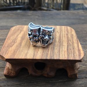 Vintage Men's Double Smile Skull Solid 925 Sterling Silver Adjustable Ring &ndash; 925 sterling silver