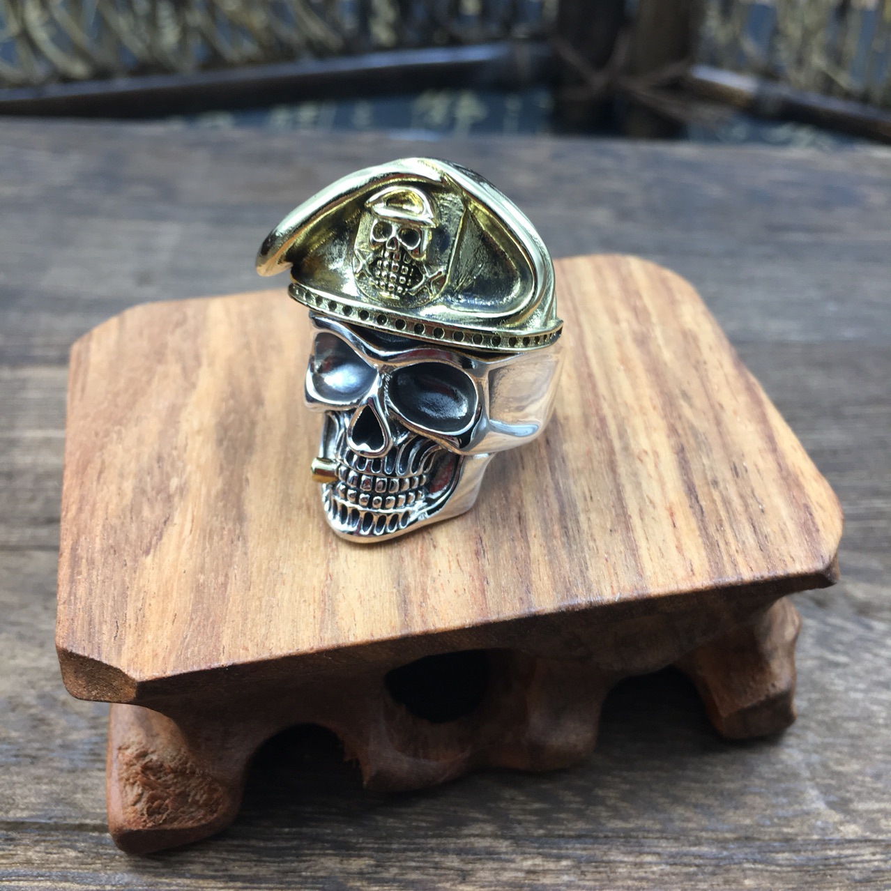 Men's Vintage Pirate Skull Undead Legion 925 Sterling Silver Adjustable Ring &ndash; 925 sterling silver