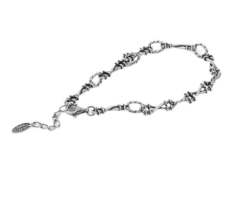 Men's Vintage Dark Thorn 925 Sterling Silver Curb Chain Bracelet &ndash; 925 sterling silver