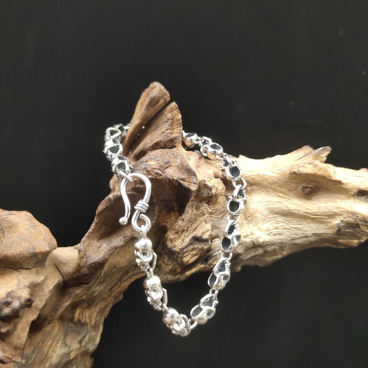 Men's Vintage Halloween Skull Chain 925 Sterling Silver Bracelet &ndash; 925 sterling silver