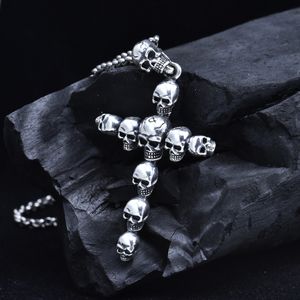 Men's Skull Head Cross Vintage 925 Sterling Silver DIY Pendant &ndash; 925 sterling silver