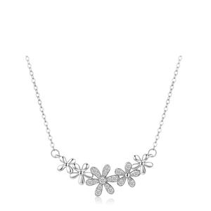 Women Micro Setting CZ Daisy Flowera 925 Sterling Silver Necklace &ndash; 925 sterling silver