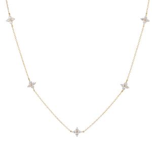 Butterfly Clover Cubic Zirconia S925 Sterling Silver Station Necklace &ndash; 925 sterling silver