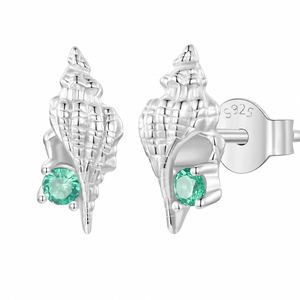 Ocean Summer Vacation Conch Shell 925 Sterling Silver Plated Stud Earrings &ndash; 925 sterling silver