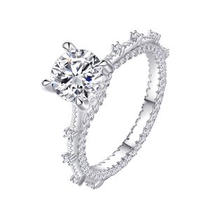 Round Brilliant Cut High Carbon Stone Center Stone Micro 925 Sterling Silver Ring &ndash; 925 sterling silver