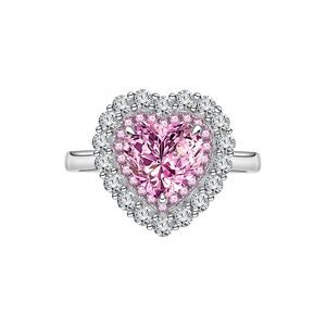 Women 8 * 8mm Heart Created High Carbon Diamond CZ Border 925 Sterling Silver Ring &ndash; 925 sterling silver