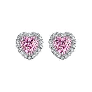 Pink Heart Halo Studs – 925 sterling silver