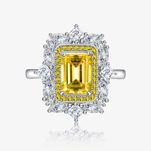 Masculine 6*8mm Baguette Created High Carbon Diamond Flower CZ Border 925 Sterling Silver Ring &ndash; 925 sterling silver