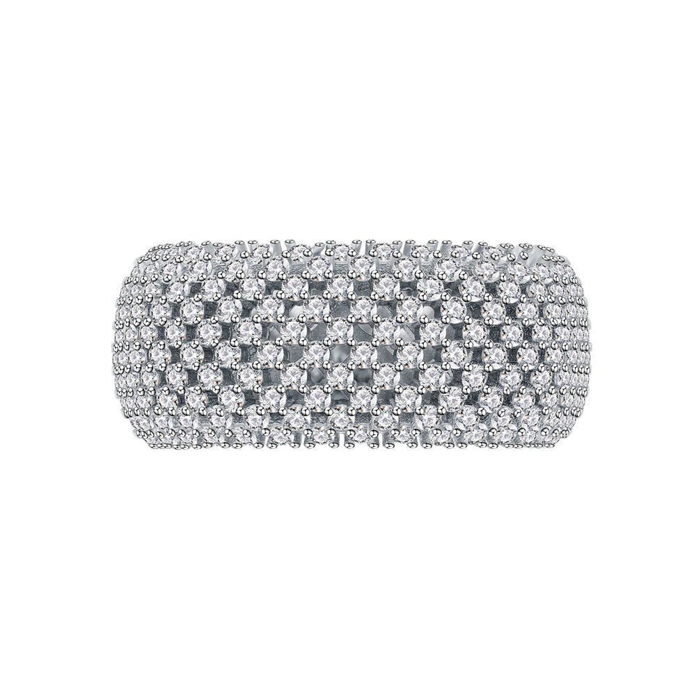 Men's Micro Setting Net Arc 925 Sterling Silver Adjustable Ring &ndash; 925 sterling silver