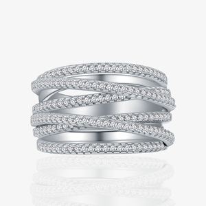 Fashion Multi Layers CZ Cross Wide 925 Sterling Silver Adjustable Ring &ndash; 925 sterling silver