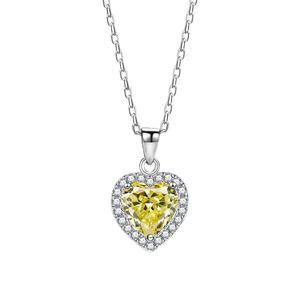 Honey Moon Heart CZ Love 925 Sterling Silver Necklace &ndash; 925 sterling silver