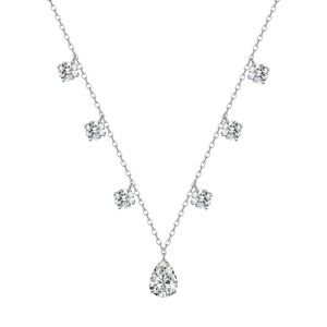 Geometric U Shaped Pear Shaped Dangle Pendant 925 Sterling Silver Moissanite Necklace &ndash; 925 sterling silver