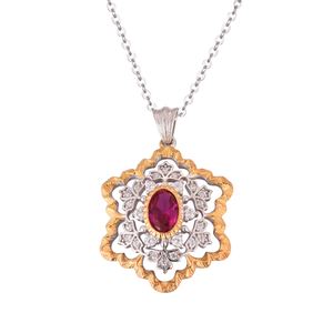 Elegant Created Ruby CZ Snowflake 925 Sterling Silver Pendant &ndash; 925 sterling silver