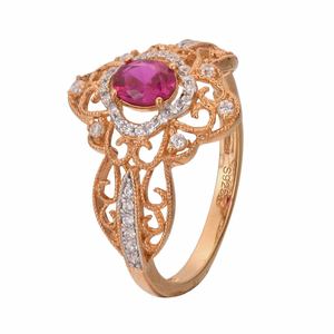 Beautiful Created Ruby CZ Flower 925 Sterling Silver Ring &ndash; 925 sterling silver