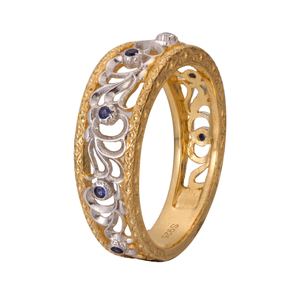 Beautiful Created Sapphire Hollow Flower 925 Sterling Silver Ring &ndash; 925 sterling silver