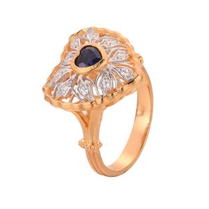 Honey Moon Created Sapphire Heart CZ 925 Sterling Silver Ring &ndash; 925 sterling silver