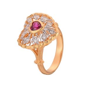 Honey Moon Created Ruby Heart CZ 925 Sterling Silver Ring &ndash; 925 sterling silver