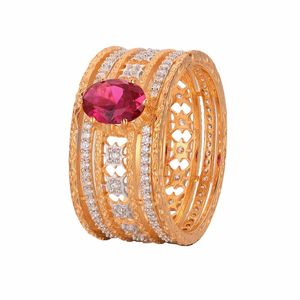 Office Oval Created Ruby CZ Wide 925 Sterling Silver Ring &ndash; 925 sterling silver