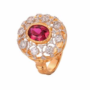 Elegant Oval Created Ruby Hollow CZ Flower 925 Sterling Silver Ring &ndash; 925 sterling silver