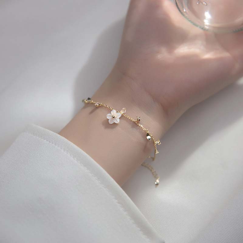 Sweet White Flower CZ 925 Sterling Silver Bracelet