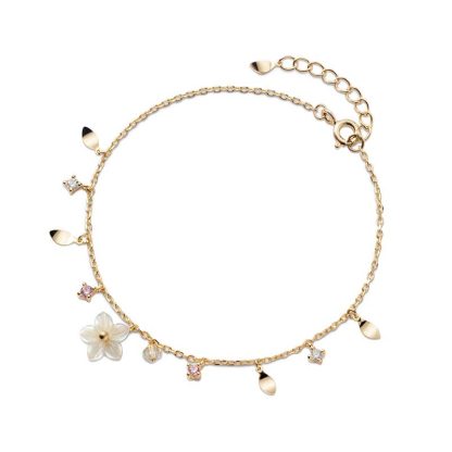 Sweet White Flower CZ 925 Sterling Silver Bracelet