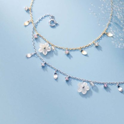 Sweet White Flower CZ 925 Sterling Silver Bracelet