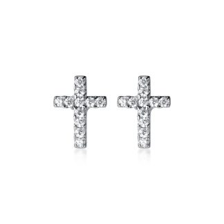 Fashionable Cross Cubic Zirconia Geometric 925 Sterling Silver Cross Earrings