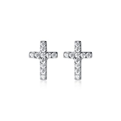 Fashionable Cross Cubic Zirconia Geometric 925 Sterling Silver Cross Earrings