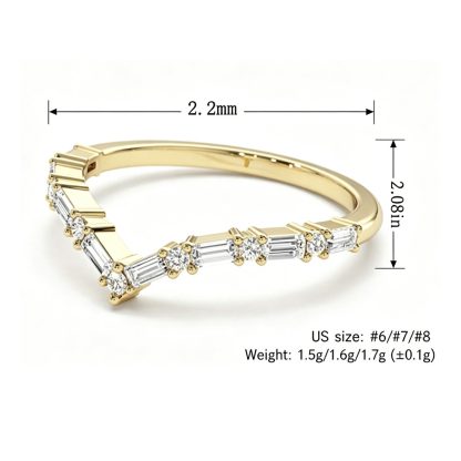 Modern Minimalist Fashion Jewelry Geometric Irregular Cubic Zirconia 925 Sterling Silver Micro Set Baguette Round Clear Stone Ring