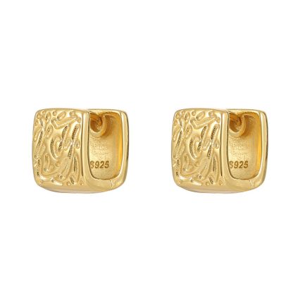Geometric Textured Design S925 Sterling Silver gold-plated Rhodium Plated Earrings Ear Cuff