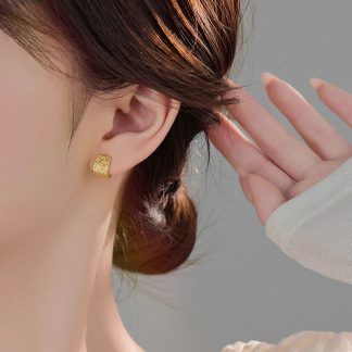 Geometric Textured Design S925 Sterling Silver gold-plated Rhodium Plated Earrings Ear Cuff