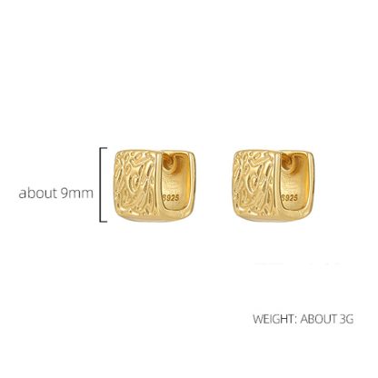 Geometric Textured Design S925 Sterling Silver gold-plated Rhodium Plated Earrings Ear Cuff