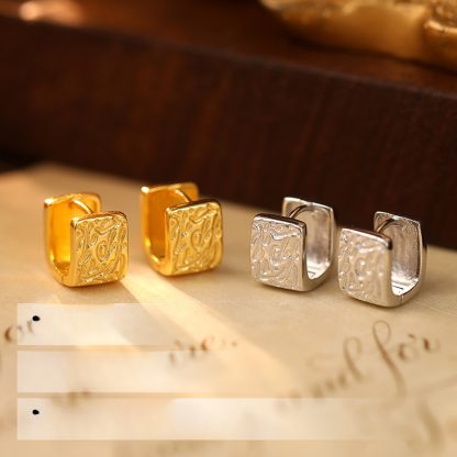 Geometric Textured Design S925 Sterling Silver gold-plated Rhodium Plated Earrings Ear Cuff