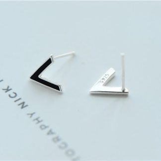 Fashion Letter V 925 Sterling Silver Studs Earrings