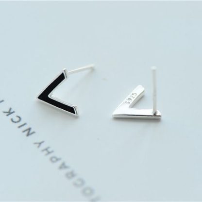 Fashion Letter V 925 Sterling Silver Studs Earrings