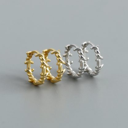 Geometric Twisted Wrap Around 925 Sterling Silver Earrings