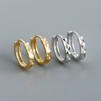 Geometric Polyhedral Hoop 925 Sterling Silver Earrings