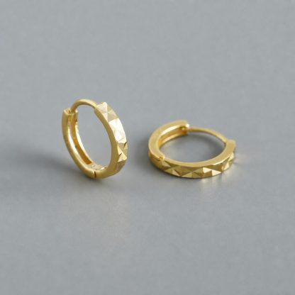 Geometric Polyhedral Hoop 925 Sterling Silver Earrings