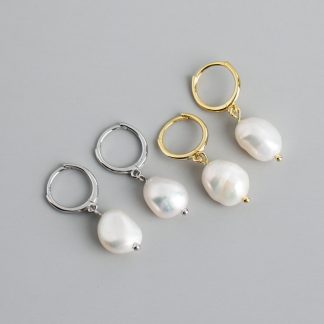 Baroque Natural Freshwater Pearl Drop Hoop Earrings S925 Sterling Silver for Women Elegant Fashion Jewelry Gift 2025 New Arrival