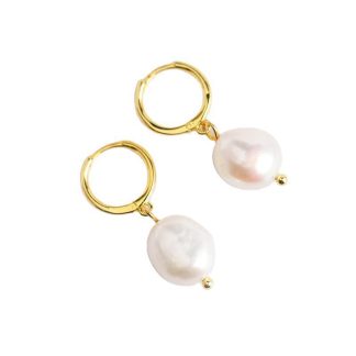 Baroque Natural Freshwater Pearl Drop Hoop Earrings S925 Sterling Silver for Women Elegant Fashion Jewelry Gift 2025 New Arrival