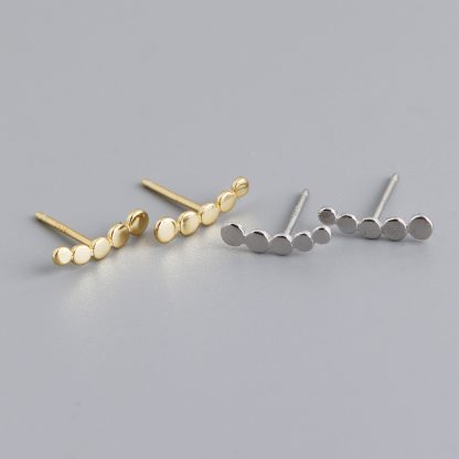 Minimalist Geometric Line and Dot Design 925 Sterling Silver Earrings