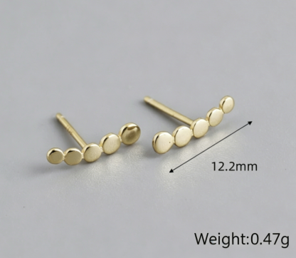 Minimalist Geometric Line and Dot Design 925 Sterling Silver Earrings