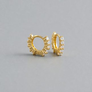 Circular Geometric Opal Cubic Zirconia 925 Sterling Silver Earrings