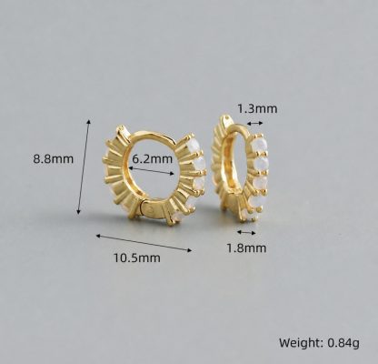 Circular Geometric Opal Cubic Zirconia 925 Sterling Silver Earrings